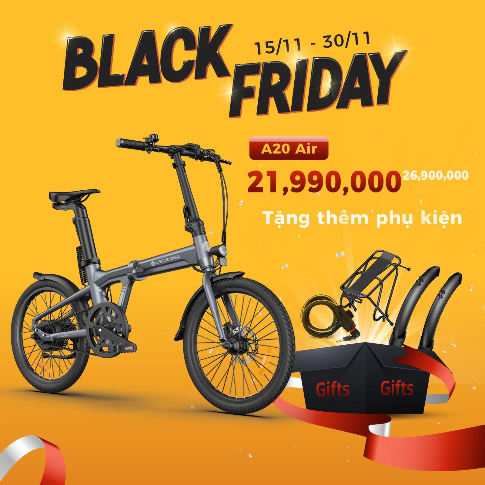 Xe đạp gấp điện trợ lực A20 Air 20inch