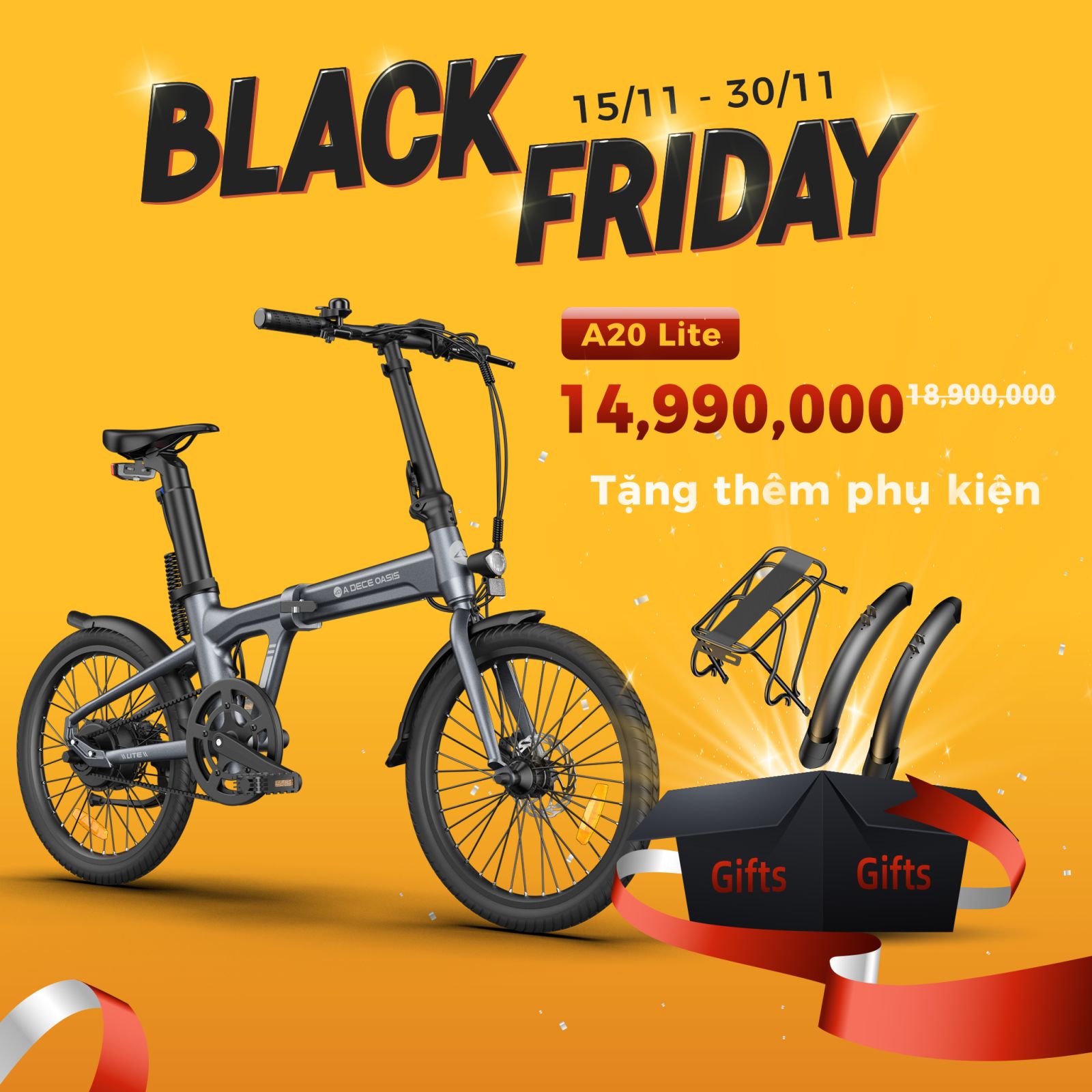 Xe đạp gấp điện trợ lực A20 Lite 20inch