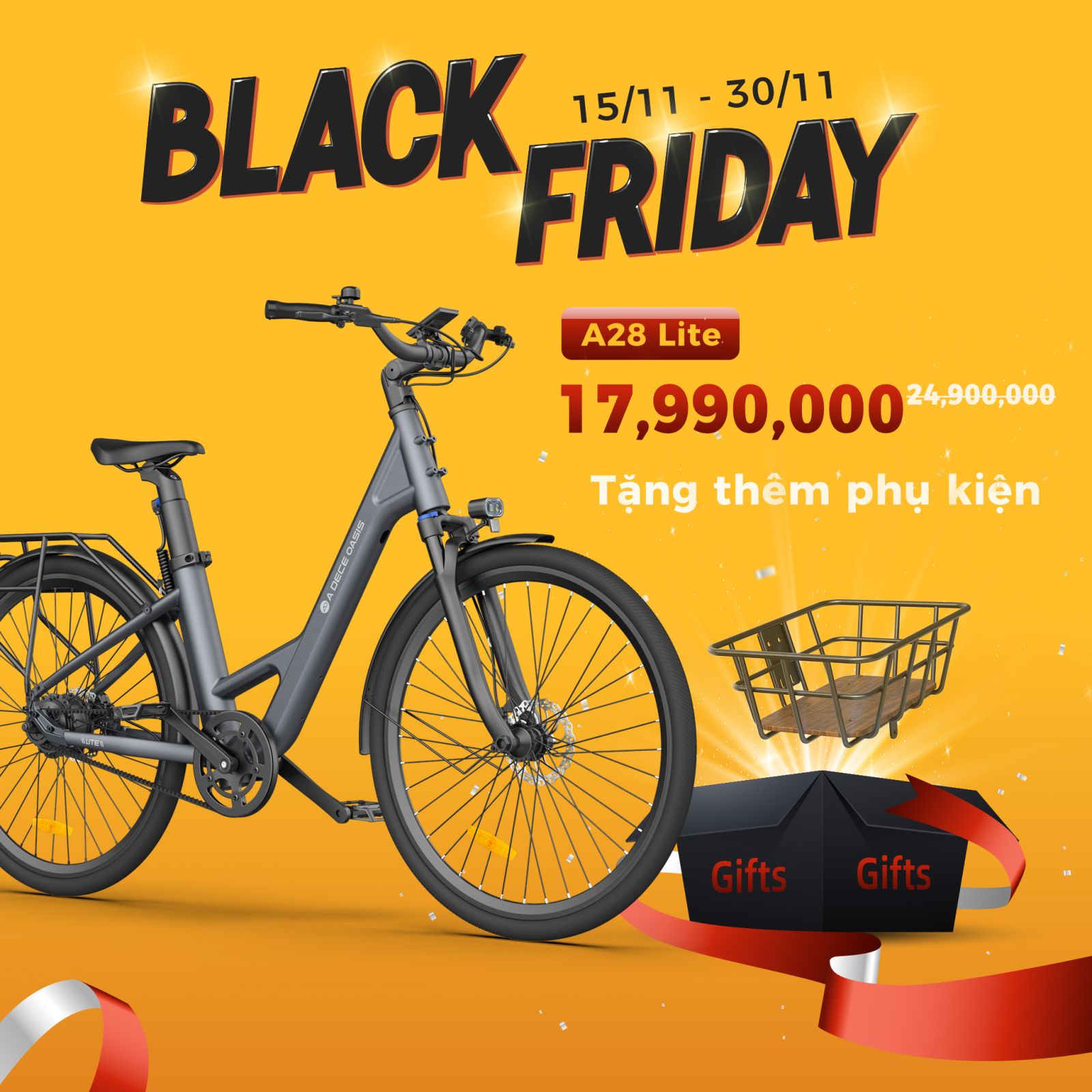 Xe đạp gấp điện trợ lực A28 Lite 26inch