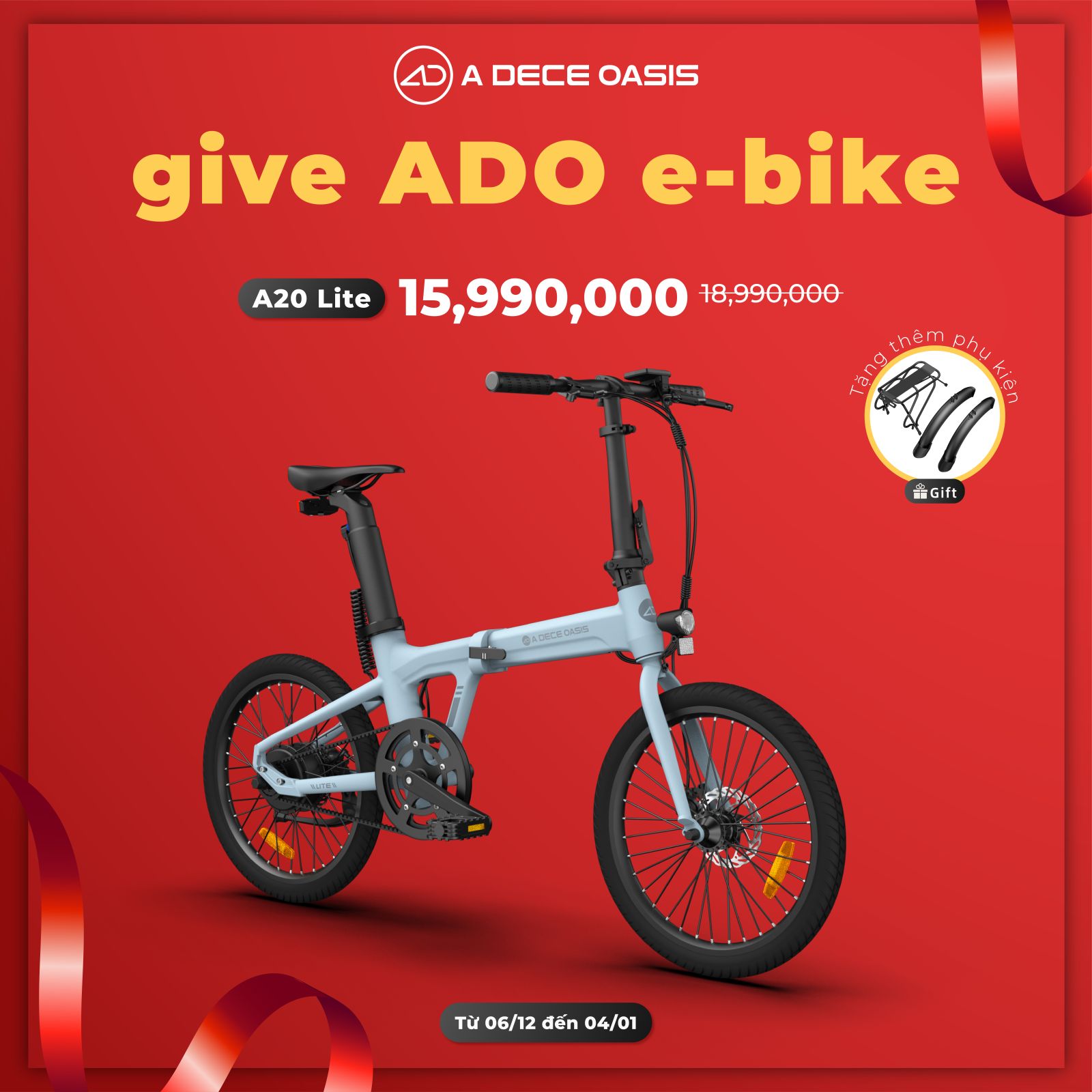 Xe đạp gấp điện trợ lực A20 Lite 20inch