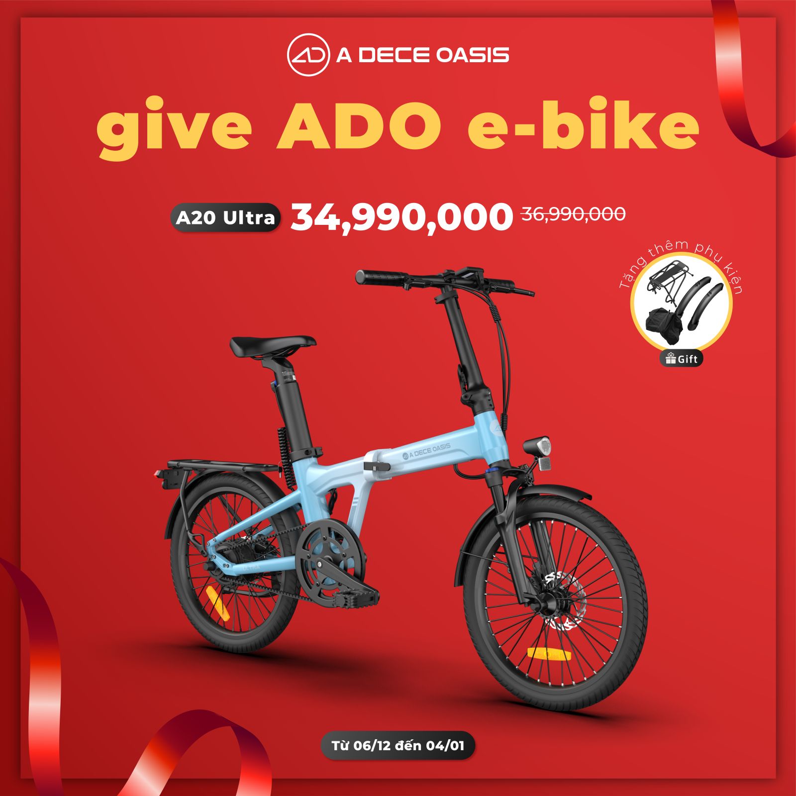 Xe đạp gấp điện trợ lực A20 Ultra 20inch