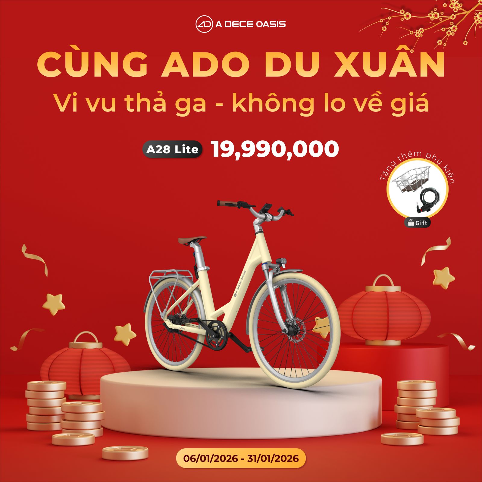 Xe đạp gấp điện trợ lực A28 Lite 26inch