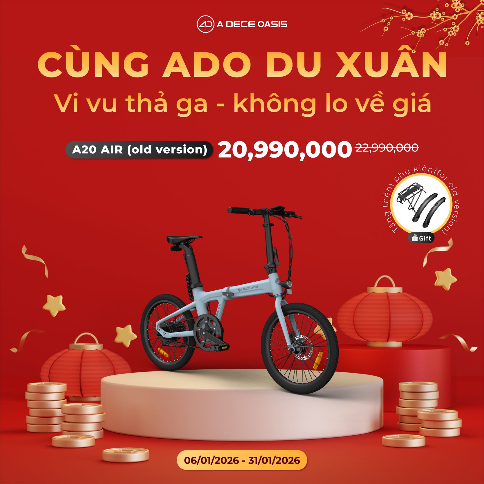 Xe đạp gấp điện trợ lực A20 Air 20inch