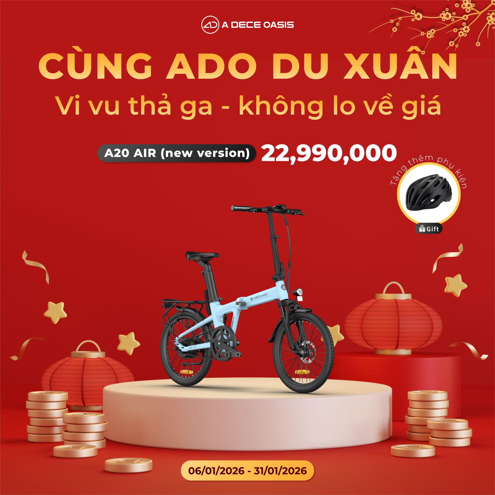Xe đạp gấp điện trợ lực A20 Air 20inch (2026)