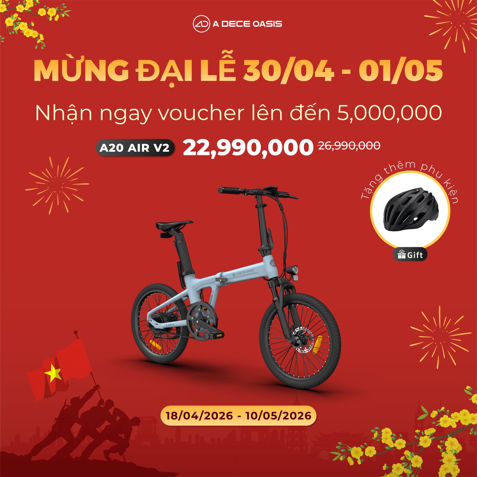 Xe đạp gấp điện trợ lực A20 Air 20inch (2026)