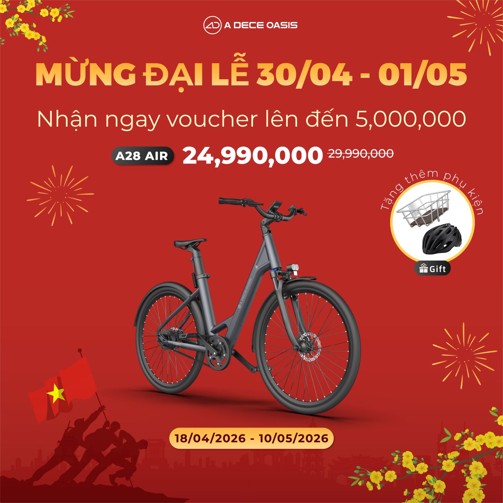 Xe đạp gấp điện trợ lực A28 Air 26inch